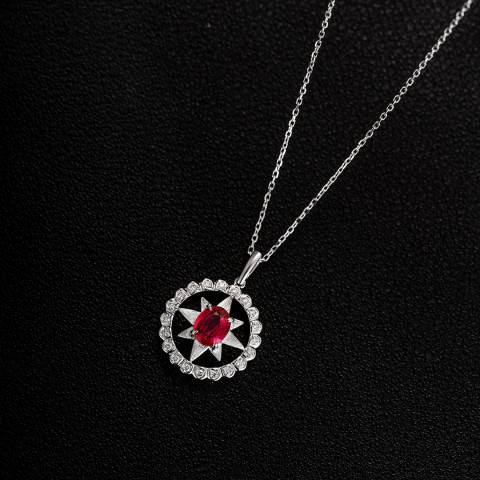18K white gold ruby ​​necklace necklace for women CH003