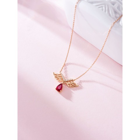 Ruby necklace 18K gold CH043 (main stone 0.44ct diamond 0.035ct 18K ruby ​​total weight 2.47g)