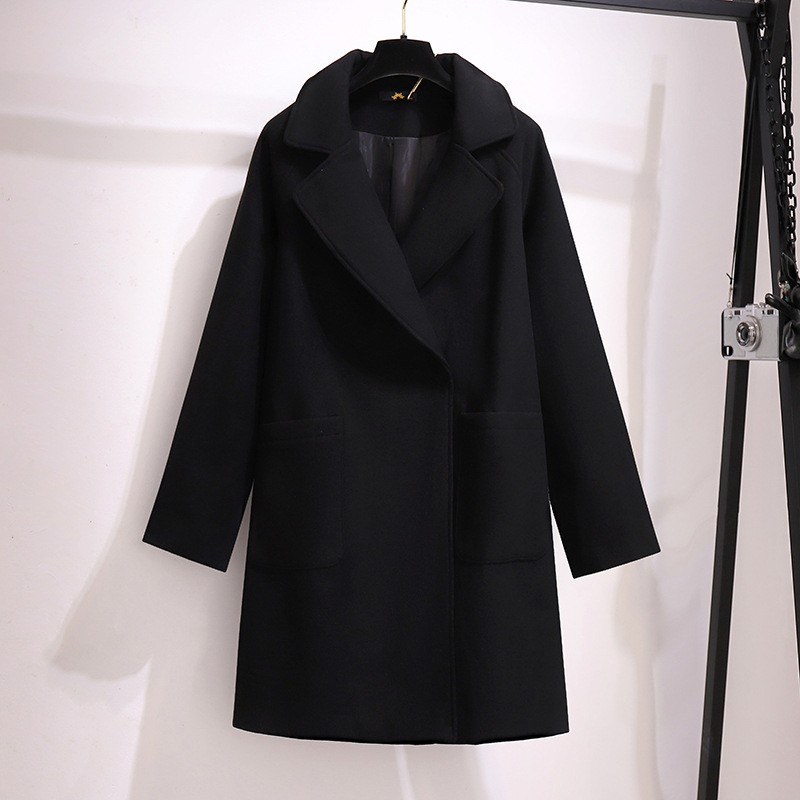 2023 autumn and winter new fat girl woolen coat for women long loose thickened large size women woolen coat