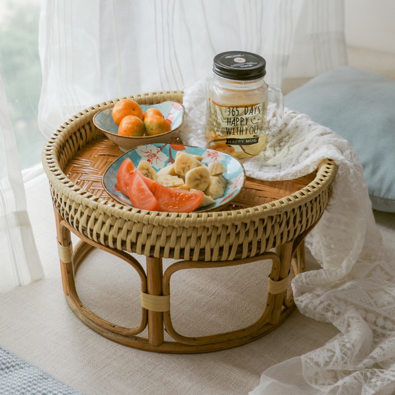 ..Thai rattan bay window coffee table balcony low table tea table Japanese tatami small table picnic round table wholesale