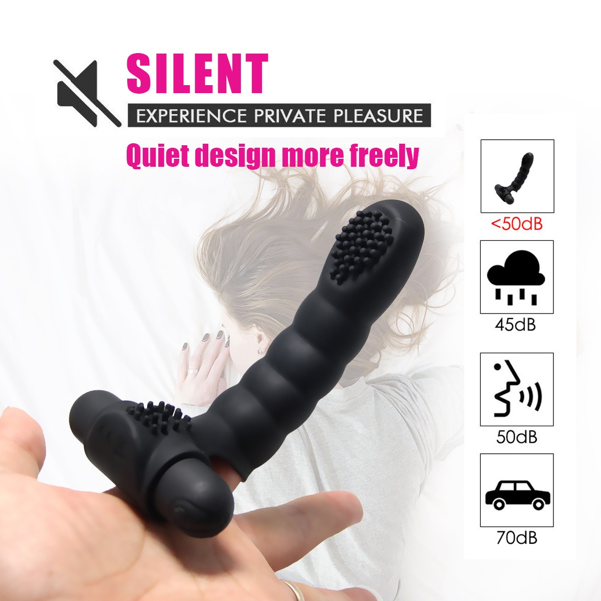 Rechargeable silicone finger vibration set G-spot clinging couple teasing adult sex products