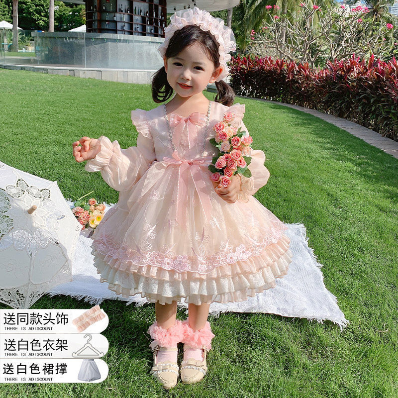 Girls' Lolita Princess Dress Spring and Autumn Children's High-end Children's Dress High-grade Birthday Dress Poncho Dress