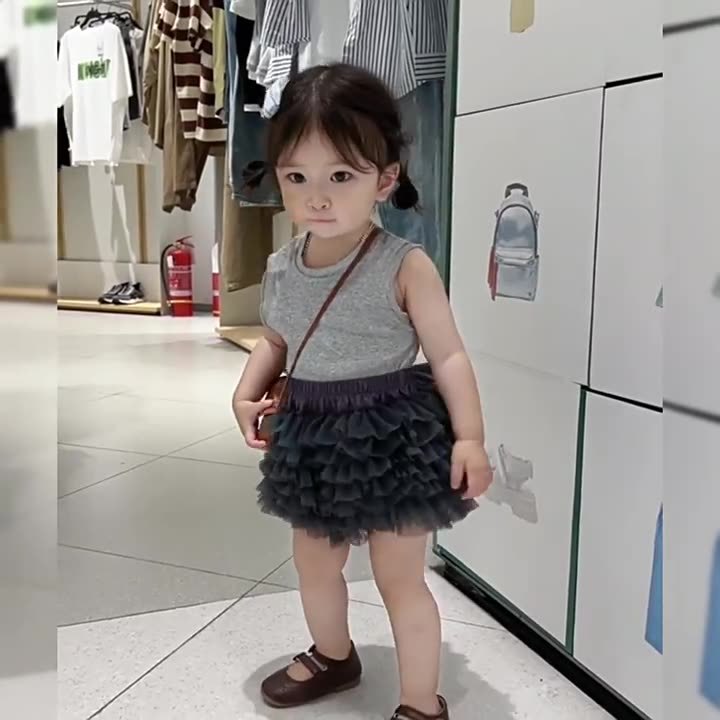 Girls' summer tutu pantskirt two-piece set high quality mesh cake skirt vest shorts two-piece set L55051