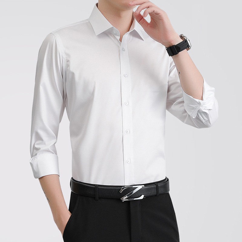 Business White Shirt Men's Long-Sleeved Slim-Fit Suit Shirt Men's Professional Formal Tooling Cotton-Free Photo Shirt