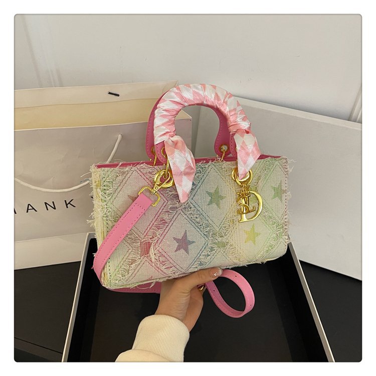 Noble and Elegant Fashionable Handbag Women's New Style All-match Daffy Bag Exquisite Denim Trendy Crossbody Bag