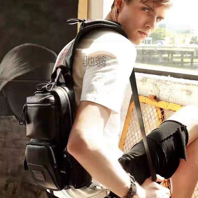 I chest bag large capacity trendy famous brand backpack men's casual shoulder messenger bag trendy brand cross-body bag cool multi-functional