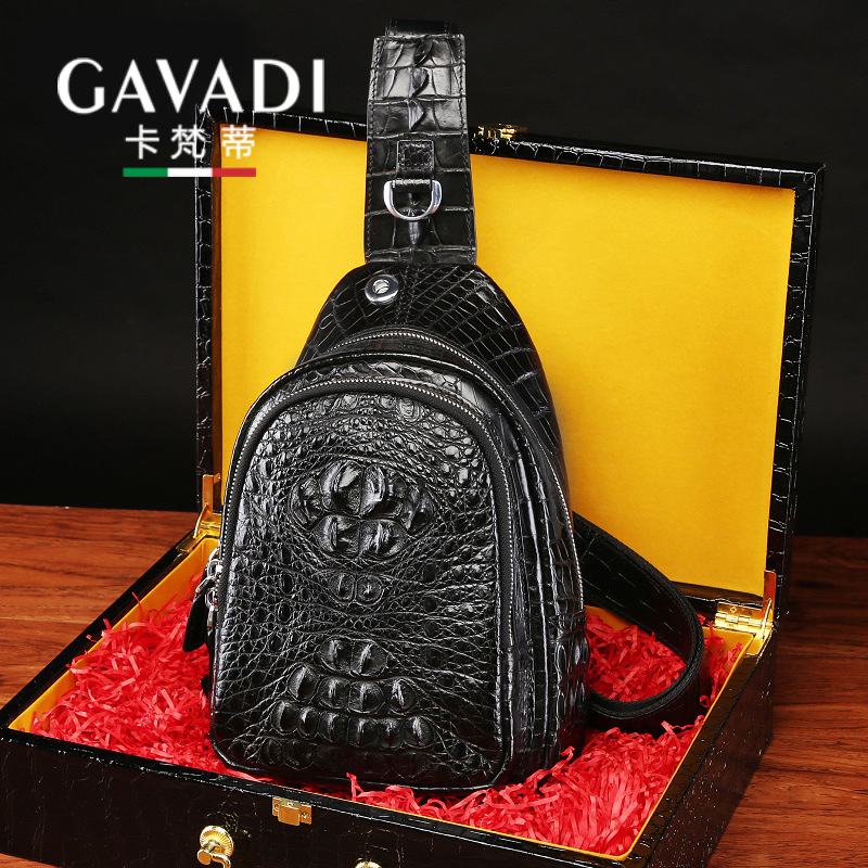 Advanced Crocodile Leather Men's Chest Bag 2024 Newly Arrived Shoulder Cross Bag Off-Road Bag Fashion Brand Genuine Leather Men's Bag