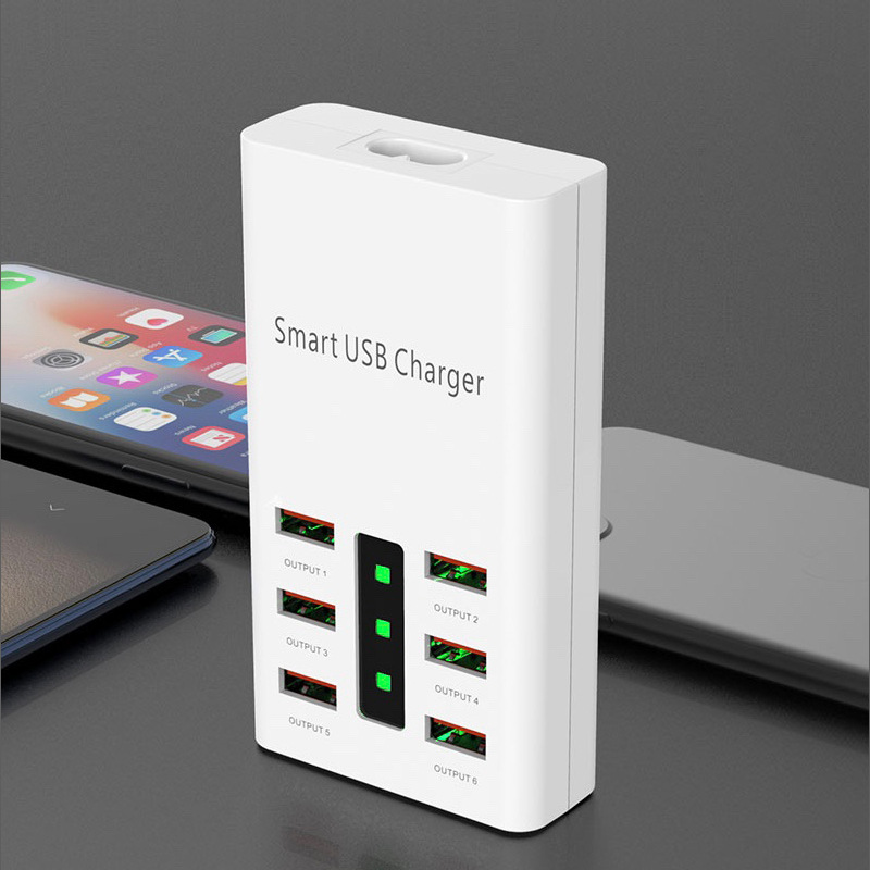 Hot sale 30W6A desktop mobile phone charger studio 5A smart multi-port 6USB portable digital fast charging head