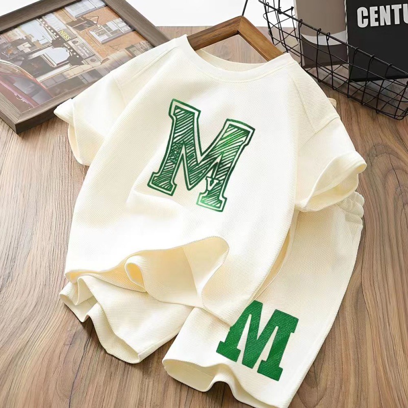 2024 Children's Suit Summer Boys' Loose Western-style Short-sleeved Shorts Big Kids Casual All-match Fashionable Two-piece Suit