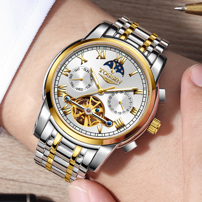 Official genuine goods qinlang watch men's automatic mechanical watch waterproof Anima multi-functional business luminous men's watch
