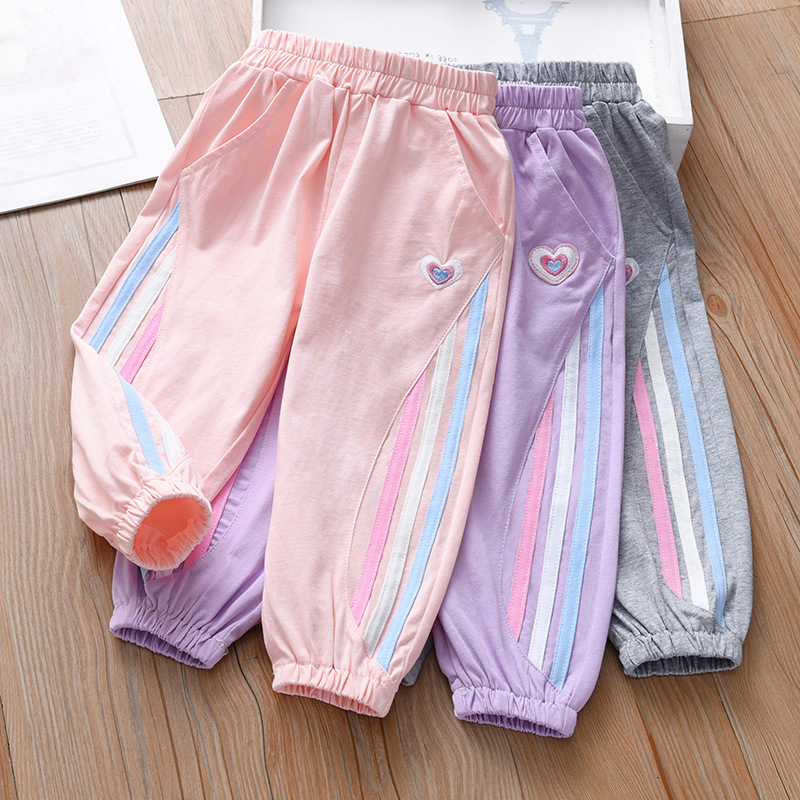 Girls' Casual Pants Summer 2024 Spring and Autumn Sweatpants Loose Western-style Pants Children's All-match Thin Pants Sports Pants