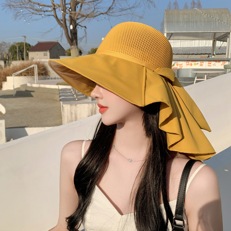 2024 Spring Hat Women's Fashion Outdoor Travel Sunscreen Sun Hat Mesh Breathable Shawl Hat Face Sun Hat