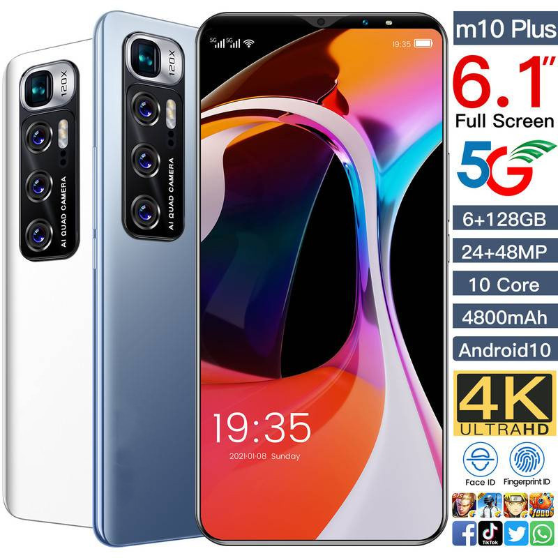 lazada Low Price Android 6.1 "Factory Direct Sales Support for New M10 plus Cross-border Smartphones