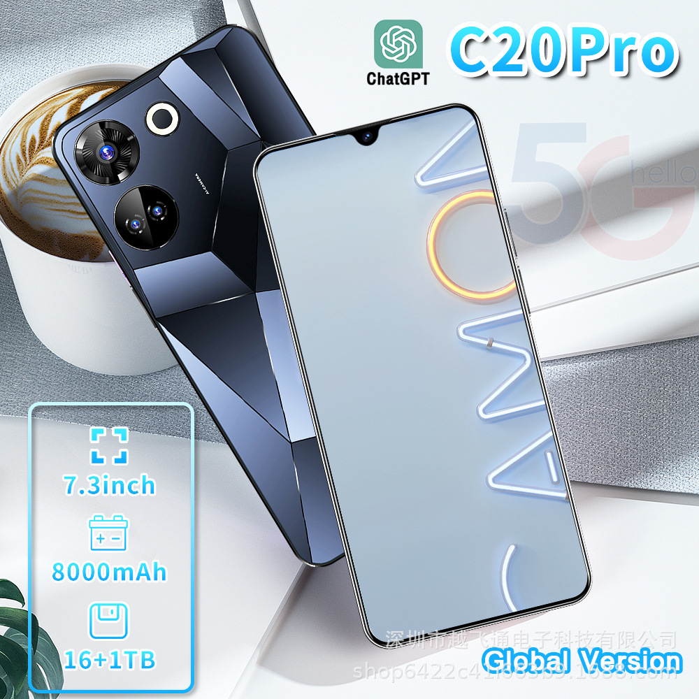 2024 cross-border dedicated for C20 Pro foreign trade smart phone ultra HD large screen 16+1T large memory all-in-one machine