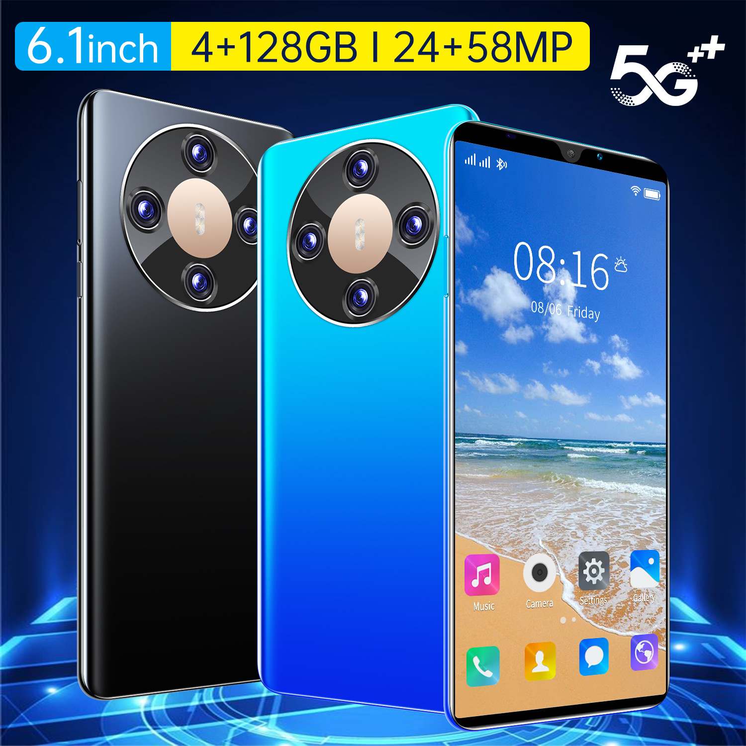 2024 new smart phone 5g water drop large screen 6.1 inch all Netcom 5G low smart phone factory wholesale