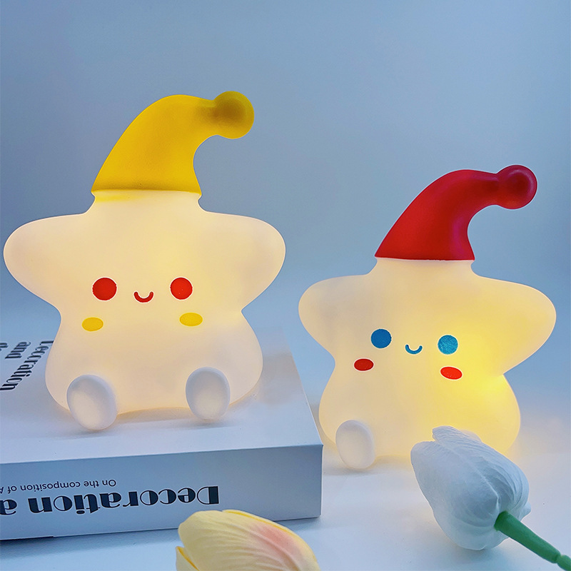 Vinyl night light creative cartoon lamp bedroom bedside sleep lamp small star desk lamp birthday gift stall wholesale