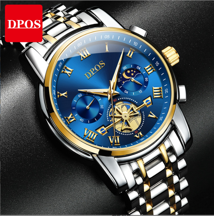 2024 High-end Light Luxury Watch Men's Multifunctional Sports Leisure Quartz Watch Waterproof Double Calendar Luminous Wrist Watch in Stock