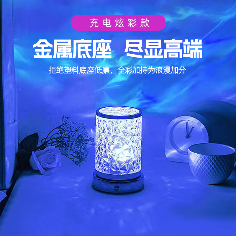 Hot cross-border internet celebrity water ripple night light creative bedroom bedside lamp decoration dynamic flame lamp