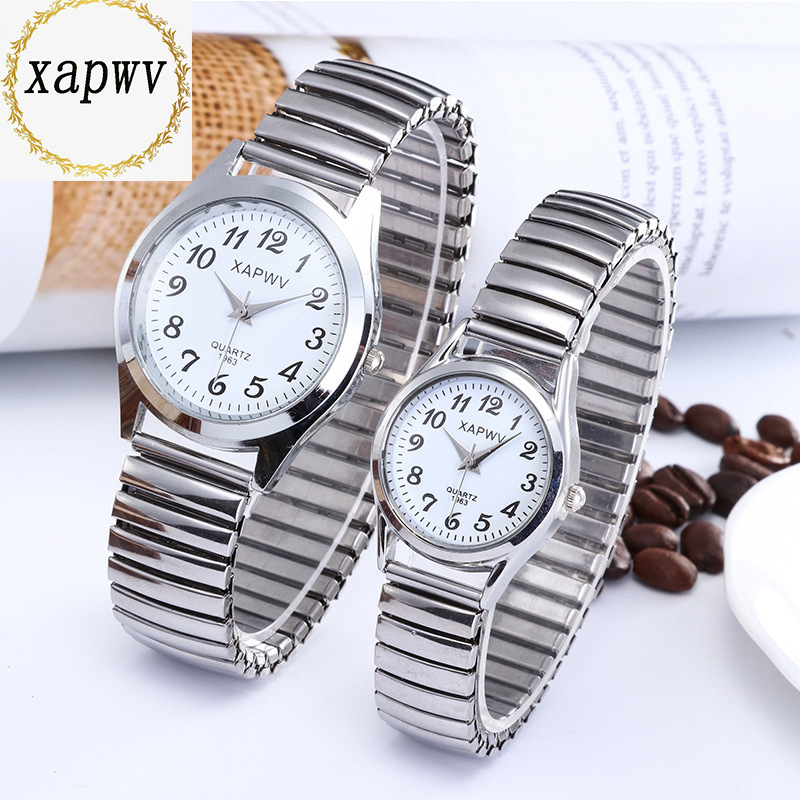 Pointer xapwv Classic Large Plate Quartz Watch Elastic Elastic Band Middle Old Man Digital Face Men's and Women's Couple Watch