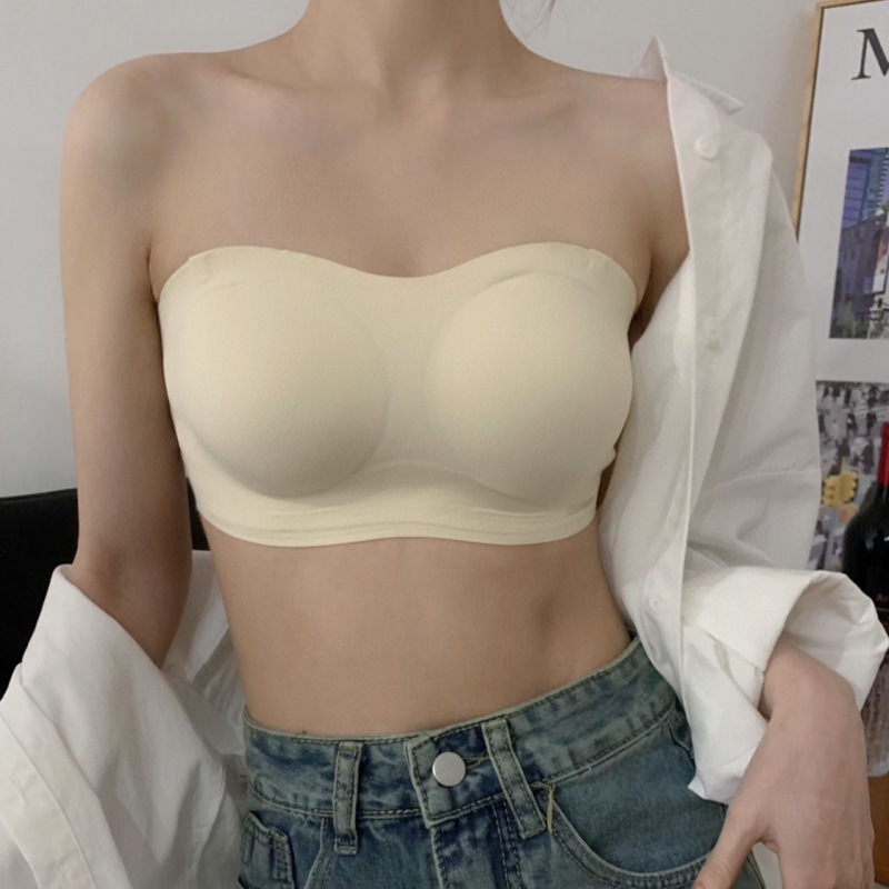 Milk skin Foundation liquid underwear female disco seamless strapless non-slip invisible one-piece bra dress bridesmaid tube top