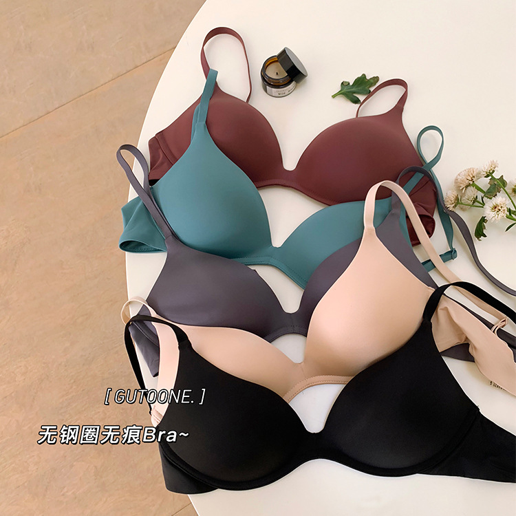 GUTOONE One-Piece Gloss Bra Breathable Push-Up Small Chest Bra Women's Large Chest Underwear