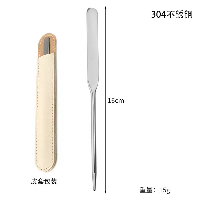 Portable Foundation shovel double-headed glue stick foundation liquid scraper stainless steel mask brush beauty tool nail beauty palette stick