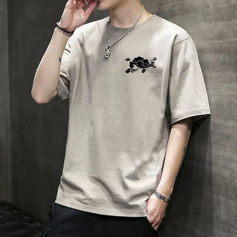 Popular men's short-sleeved T-shirt summer trend Korean slim-fit bottoming shirt clothes large size teenage men's clothing supply